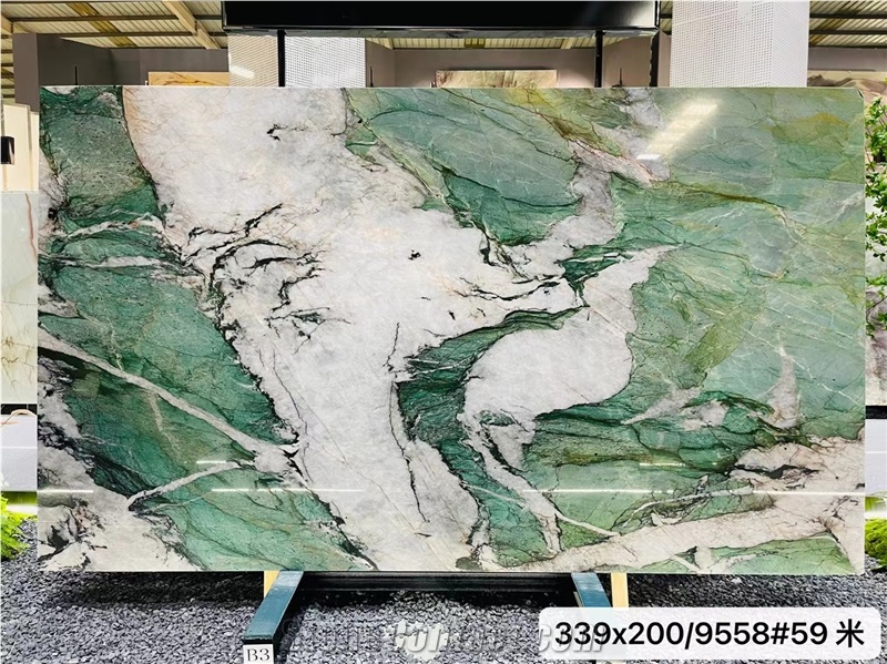 Crystal Patek Philippe Green Quartzite Slabs, Light Green Slab