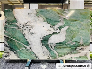 Crystal Patek Philippe Green Quartzite Slabs, Light Green Slab