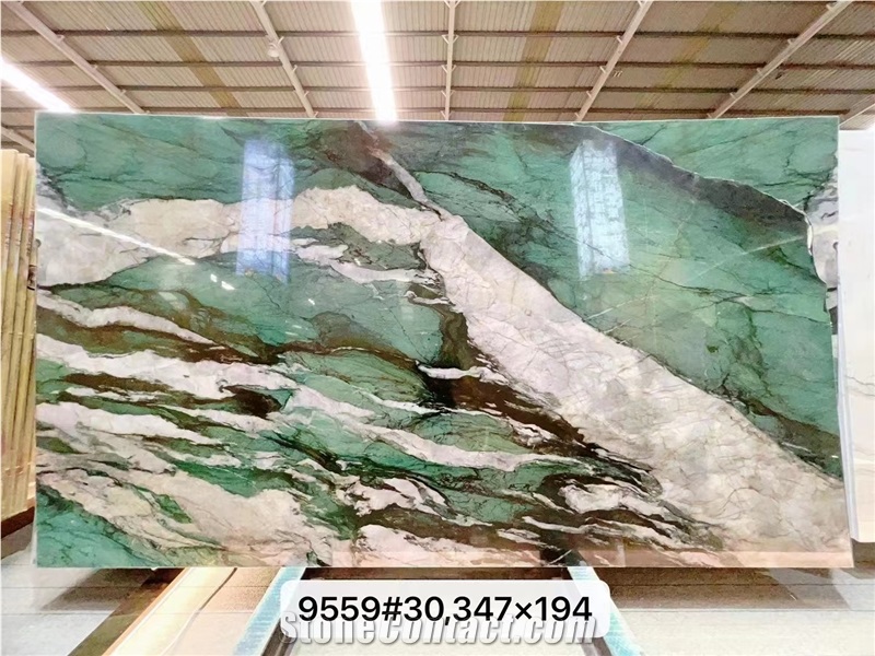 Crystal Patek Philippe Green Quartzite Slabs, Light Green Slab