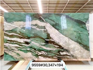 Crystal Patek Philippe Green Quartzite Slabs, Light Green Slab