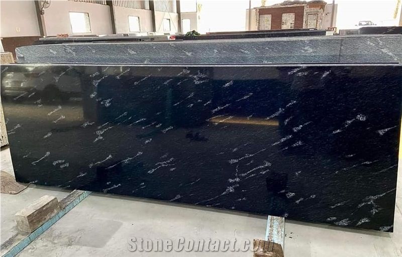 Fish Black Granite Slabs