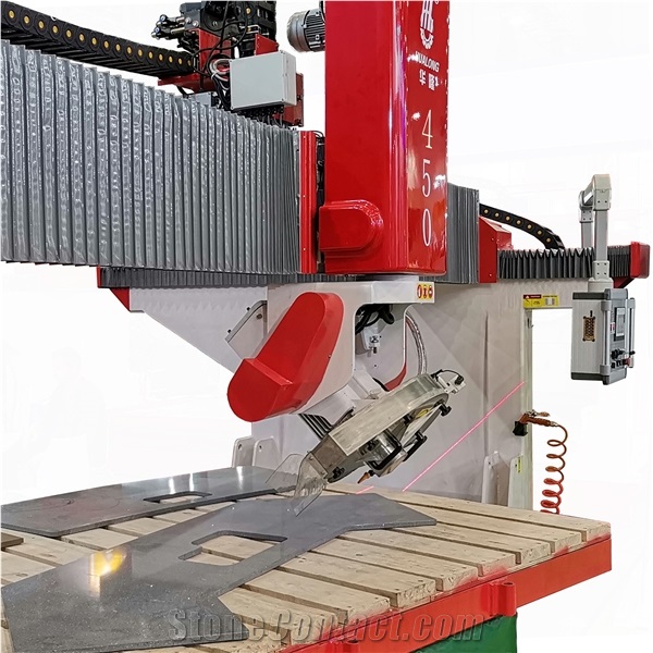 Hualong HLSQ-650 5 Axis CNC Bridge Saw Stone Cutter Sink Countertop Machine