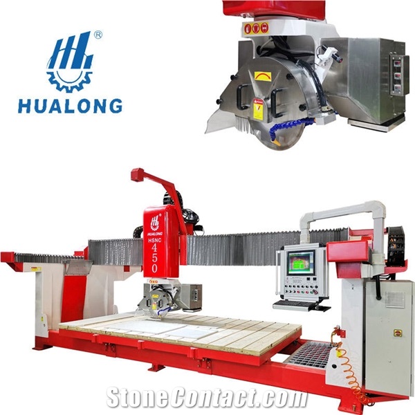 Hualong HSNC-450 Automatic Marble Slab Cutting Machine CNC Granite Tile Bridge Saw