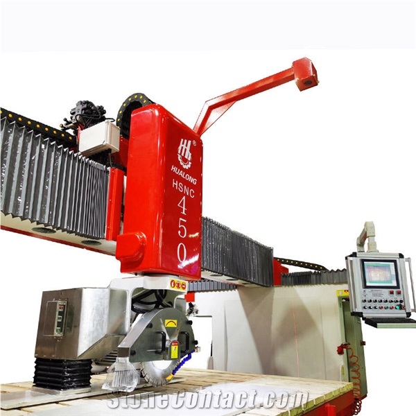 Hualong HSNC-450 Automatic Marble Slab Cutting Machine CNC Granite Tile Bridge Saw