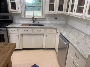 3Cm Vancouver Quartzite Kitchen Countertop With A Workstation Undermount Sink