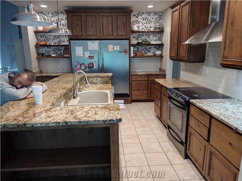 Snow Fall Granite 3Cm Kitchen Countertops - Eased Edge And Undermount Sink