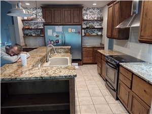 Snow Fall Granite 3Cm Kitchen Countertops - Eased Edge And Undermount Sink