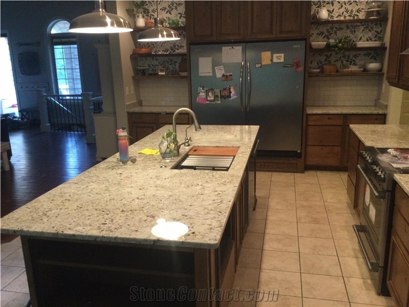 Snow Fall Granite 3Cm Kitchen Countertops - Eased Edge And Undermount Sink