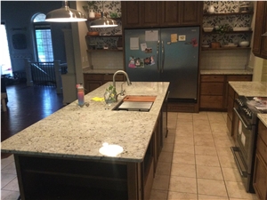 Snow Fall Granite 3Cm Kitchen Countertops - Eased Edge And Undermount Sink
