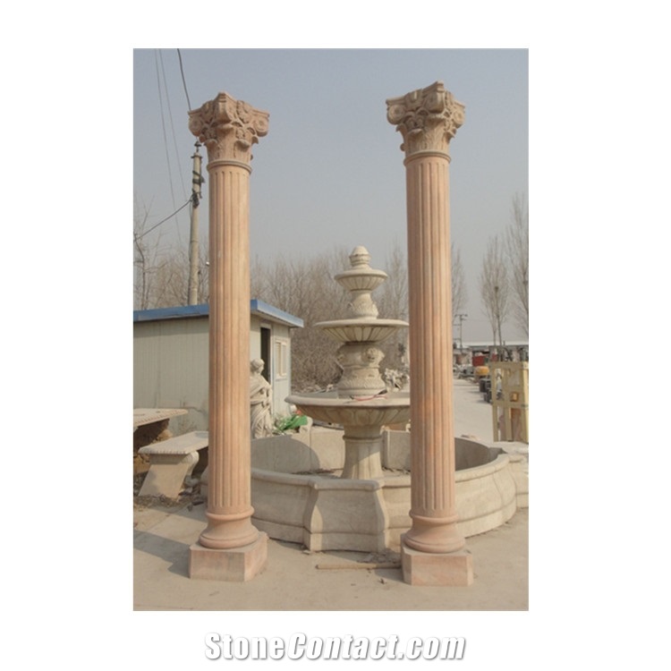 Beige Nature Marble Column Roman Column Mold Pillar For Sale