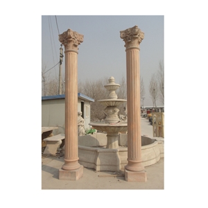 Beige Nature Marble Column Roman Column Mold Pillar For Sale