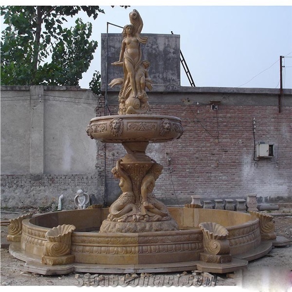 Big Beige Sculpture Water Fountain Gradern For Sale