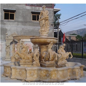 Big Beige Sculpture Water Fountain Gradern For Sale