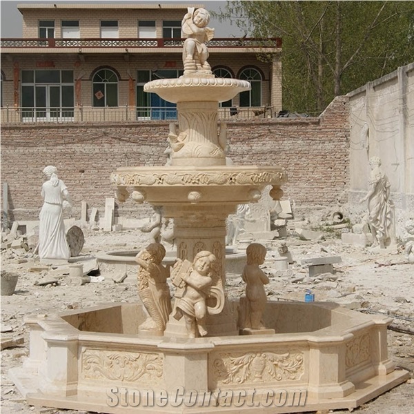 Big Beige Sculpture Water Fountain Gradern For Sale