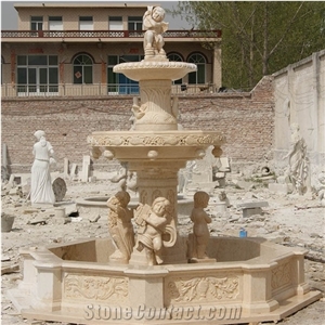 Big Beige Sculpture Water Fountain Gradern For Sale