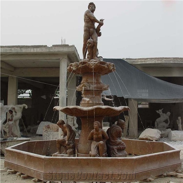 Big Beige Sculpture Water Fountain Gradern For Sale