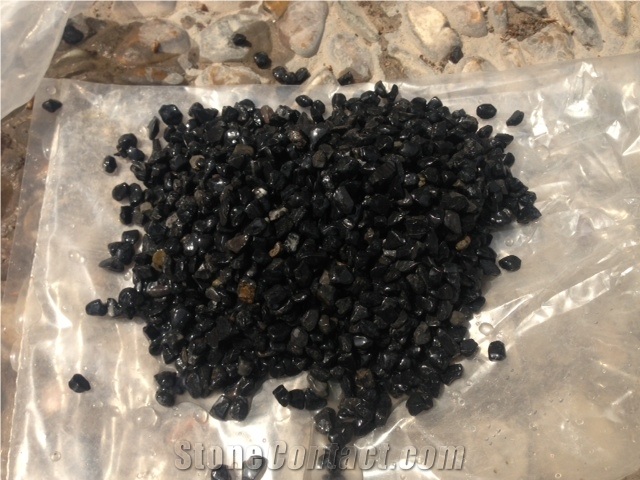 Black Tumbled Pebble Stone Nature Pebble For Landscaping