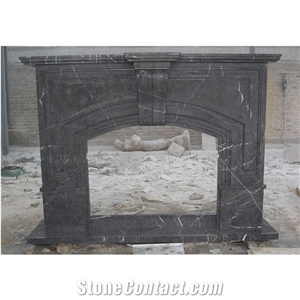 Decorative Black Marble Fireplace