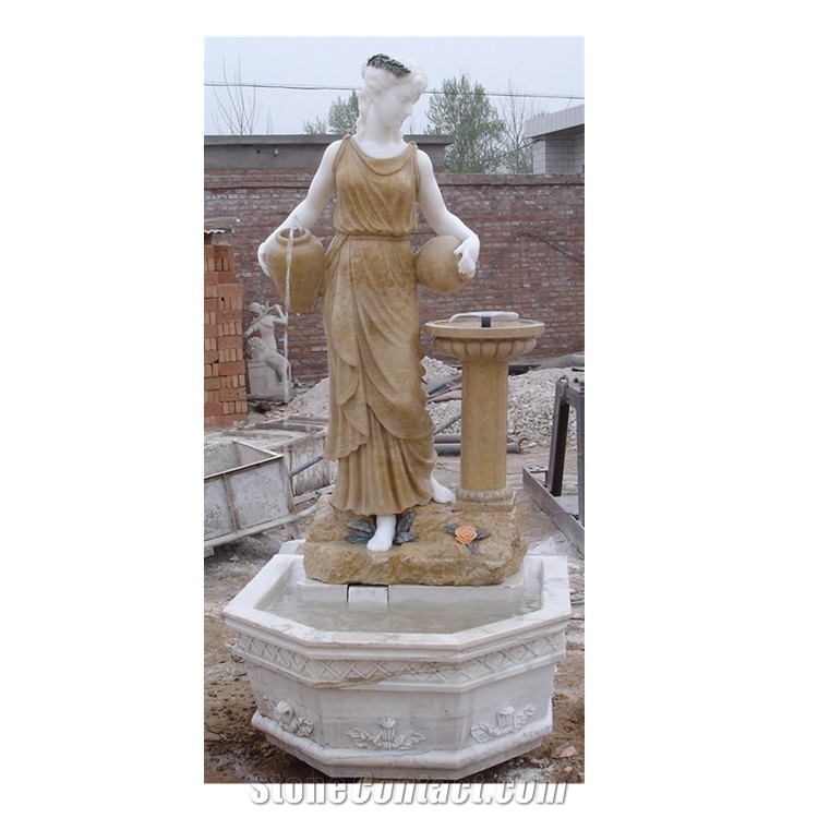 Hand Carved Human Statue Water Fountain Outdoor For Garden