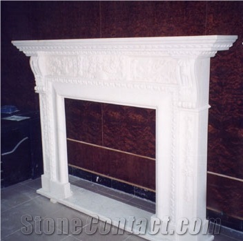 Indoor Hand Carved Fireplace Fireplace Mantel For Sale