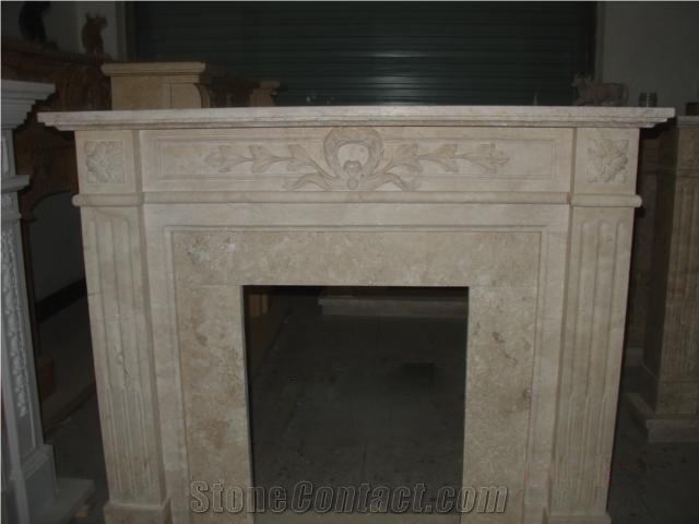 Indoor Hand Carved Fireplace Fireplace Mantel For Sale