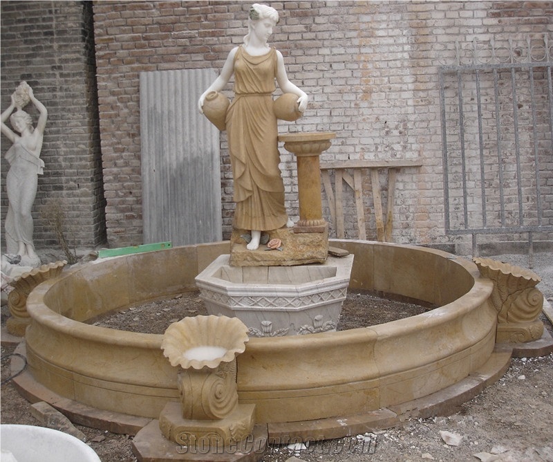 Water Fountain Human Statue Outdoor For Garden