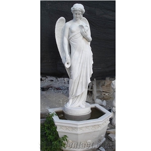 White Carved Water Fountain Outdoor Garden Fountains