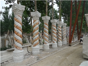 White Nature Marble Columns Roman Pillar For Sale