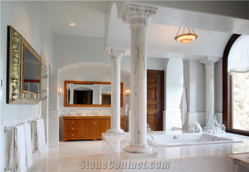White Nature Marble Columns Roman Pillar For Sale