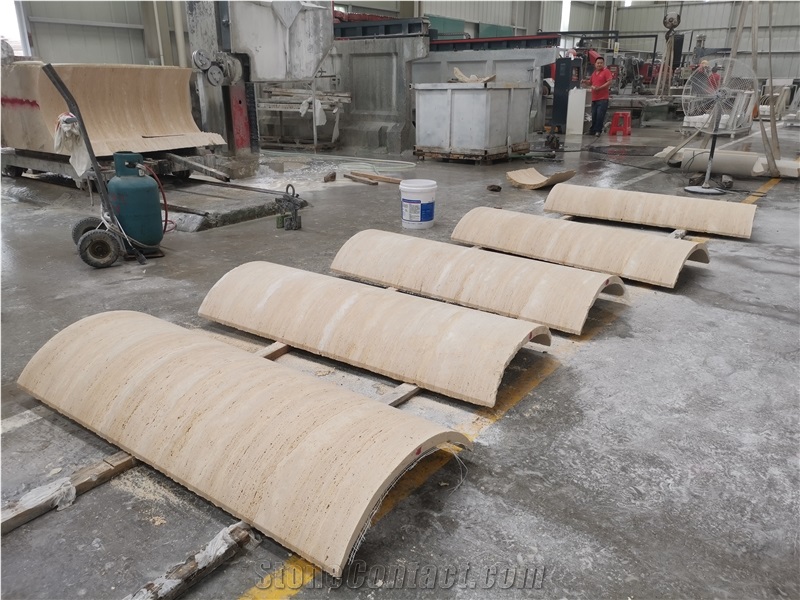 Beige Travertine Natural Stone Hollow Roman Column