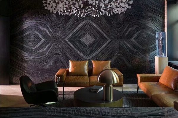 Black Wooden Marble,Ancient Wood Grain Marble Slab&Tiles