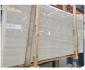China Eurasian White Wood Grain Marble Wall Slabs