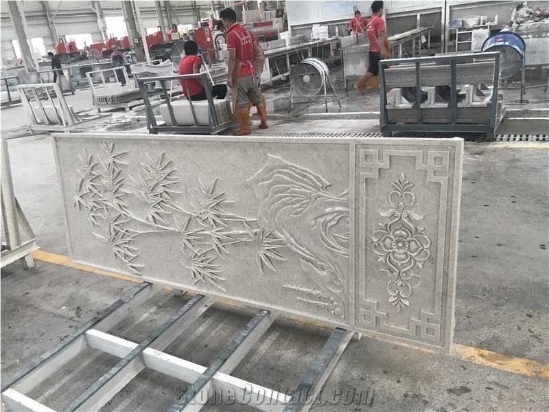 CNC Marble Carving Art Wall Relief Tiles For Wall Design