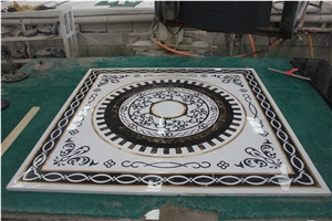 Custom Luxury Brass Inlay Marble Stone Waterjet Medallion
