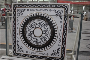Custom Luxury Brass Inlay Marble Stone Waterjet Medallion