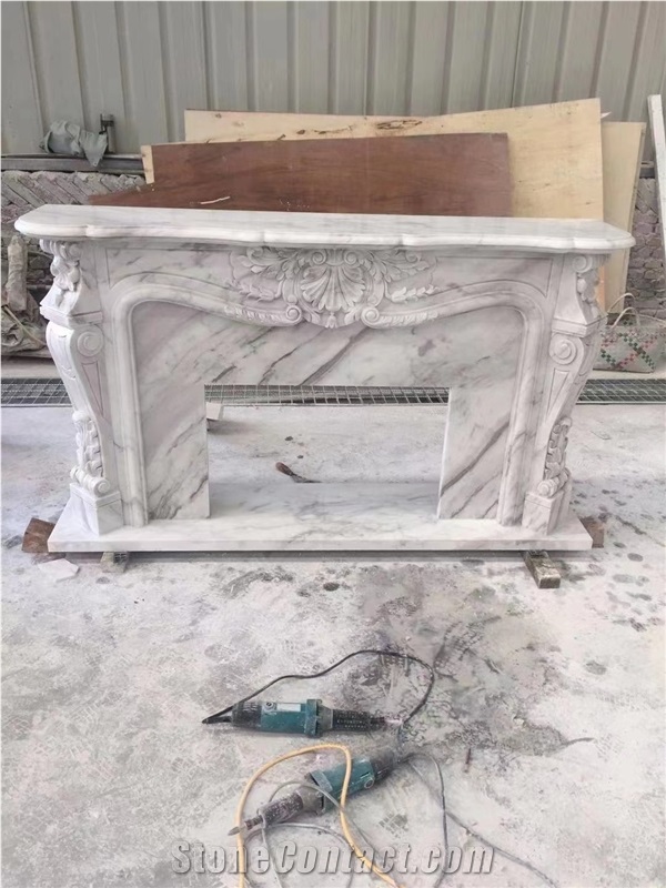 Factory Price Natural Marble Sculptured Fireplace
