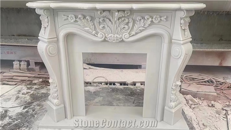 Factory Price Natural Marble Sculptured Fireplace