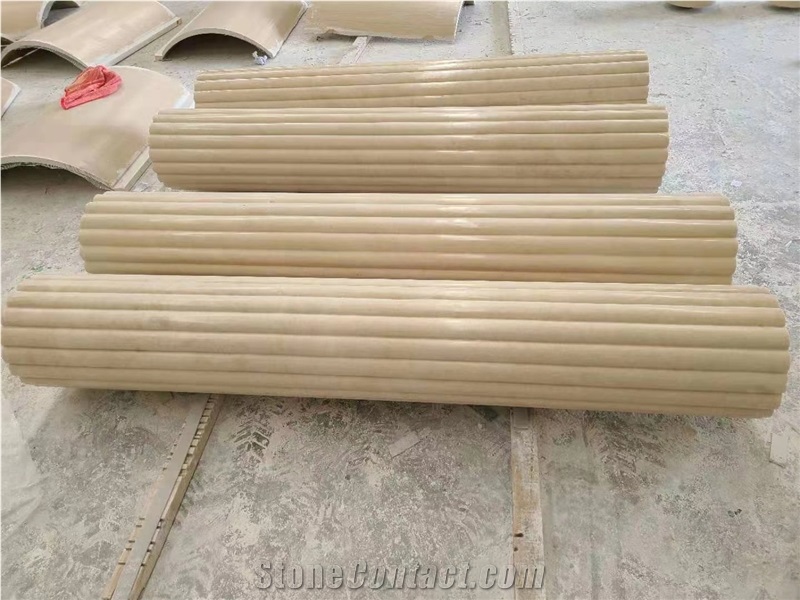 Factory Price Ottoman Beige Marble Solid Column Pillar