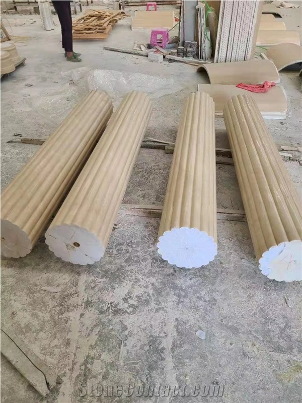 Factory Price Ottoman Beige Marble Solid Column Pillar