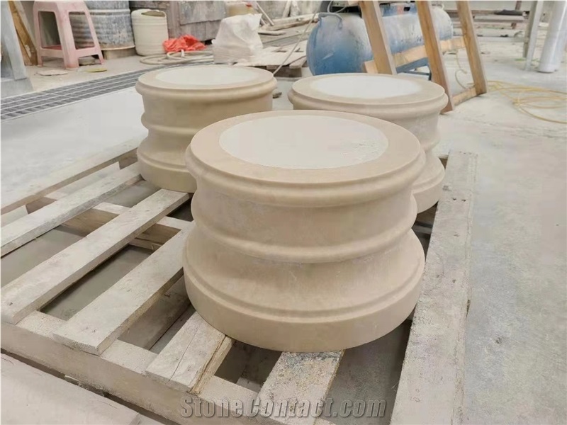 Factory Price Ottoman Beige Marble Solid Column Pillar