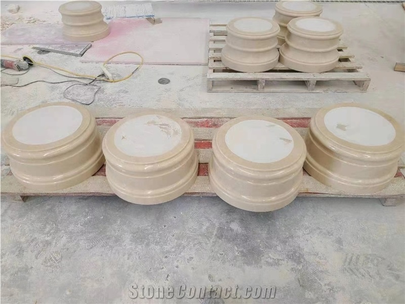 Factory Price Ottoman Beige Marble Solid Column Pillar