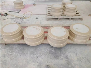 Factory Price Ottoman Beige Marble Solid Column Pillar