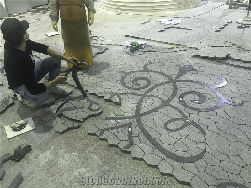 G654 Padang Black Granite Pavers With Leathering Finished
