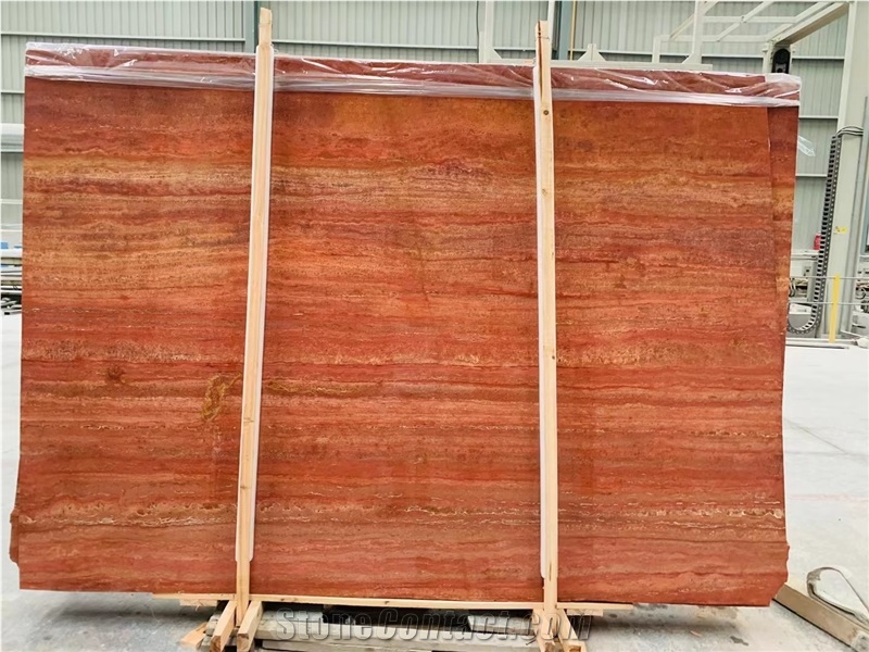 Ghermez Azar Shahr Travertine,Red Travertine Slab&Tiles