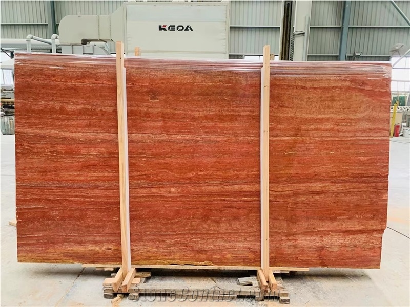Ghermez Azar Shahr Travertine,Red Travertine Slab&Tiles