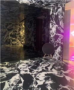 Luxury Stone White Vein Bvlgari Black Marble Wall Slabs