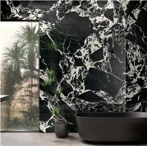 Luxury Stone White Vein Bvlgari Black Marble Wall Slabs