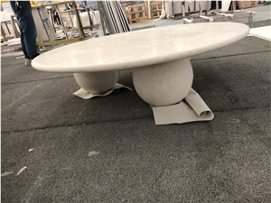 Natural Stone Limestone Round Table For Home Furniture