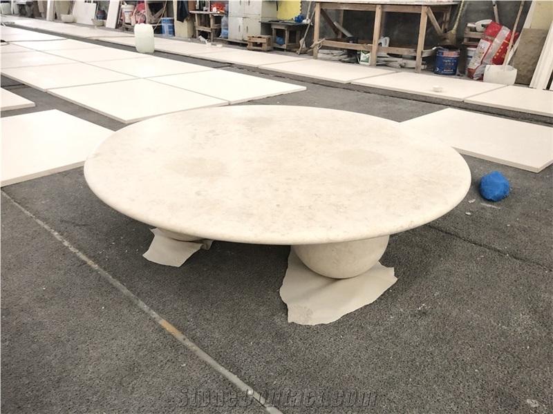 Natural Stone Limestone Round Table For Home Furniture