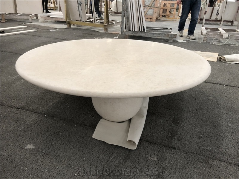 Natural Stone Limestone Round Table For Home Furniture